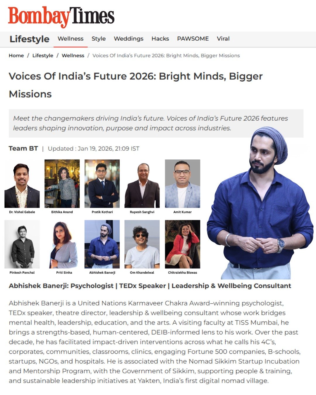 Glad to be featured in Bombay Times Voices of India’s Future 2026, alongside inspiring changemakers. 

🔗 Link in bio

[Psychologist, Mental Health, Wellbeing, Leadership, Bombay Times, Mental Health Advocate]