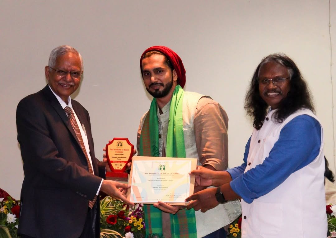 Receiving the Institutional Shield for Dance Movement Therapy was definitely not on my bingo card for 2026.

Grateful to the Tata Institute of Social Sciences and Kolkata Sanved, and to everyone who has been a part of this journey.

As someone trained and rooted in experiential arts-based therapy and theatre-based facilitation, this inspires me to continue my exploration of movement, kinesthetics, and somatics. I remain fascinated by what happens when we shift our attention from narrative to sensation, from explanation to embodiment, and from thinking about experience to fully inhabiting it.

Working in mental health over the years, I have often wondered: what if some of the things we struggle to say are not waiting for better words, but for a different form of expression?

One of the things I deeply appreciate about Dance Movement Therapy is how it brings together movement, rhythm, theatre, creativity, and embodied experience to create possibilities for exploration, expression, and healing.

What makes this work especially meaningful is how beautifully it can travel across diverse spaces, from clinical settings to communities, classrooms, and corporate environments. Whether supporting healing, emotional regulation, self-awareness, team connection, or collective expression, it offers people another way to reconnect with themselves, with others, and with the wisdom of the body.

Sometimes, the body speaks before language arrives.